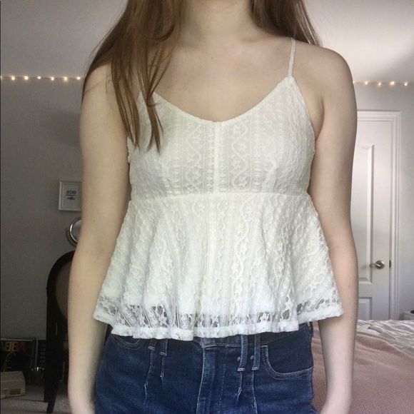 garage white lace cami tank top - Picture 1 of 5